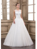 Illusion Neck Ivory Lace Tulle Keyhole Back Wedding Dress